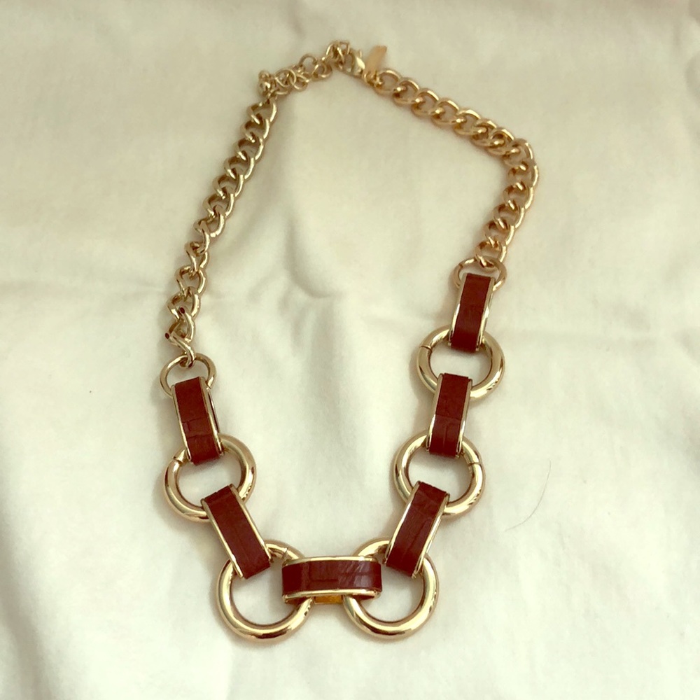 Like new WHBM Gold chain and leather necklace